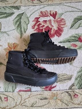 Puma Kaia Soft Foam Black High-Top Platform Sneakers Canvas Shoes